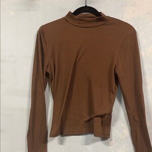 Brit and Bri brown cropped turtleneck